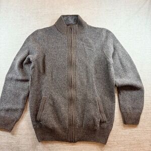 Grandpacore Brown Marled Wool Cardigan Sweater Cottagecore Mens LG Joseph Abboud